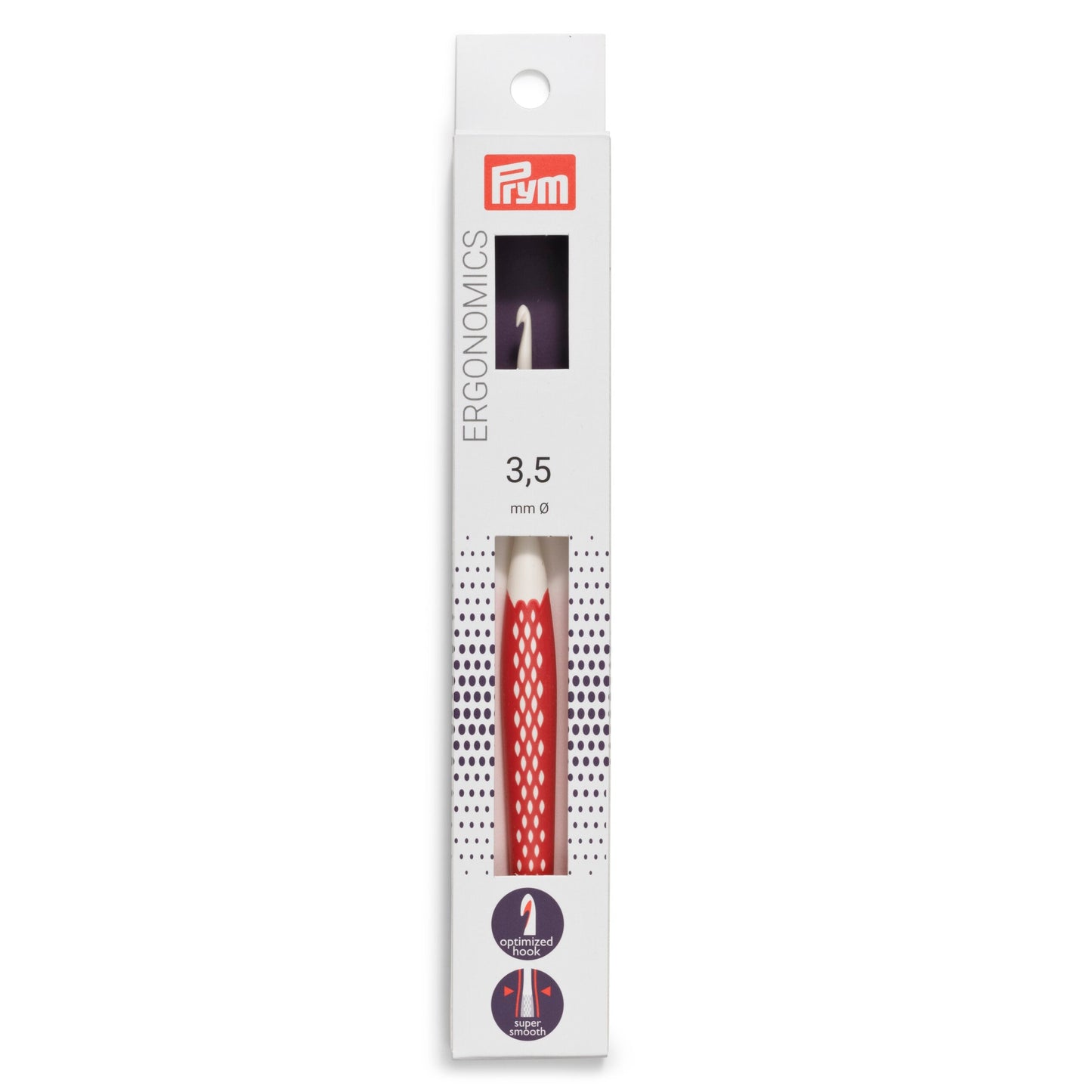 Crochet hook for wool plastic Ergonomics 3.5 mm 16 cm red