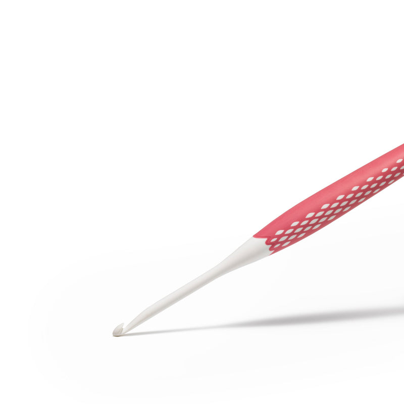 Crochet hook for wool plastic Ergonomics 4.0 mm 16 cm old rose