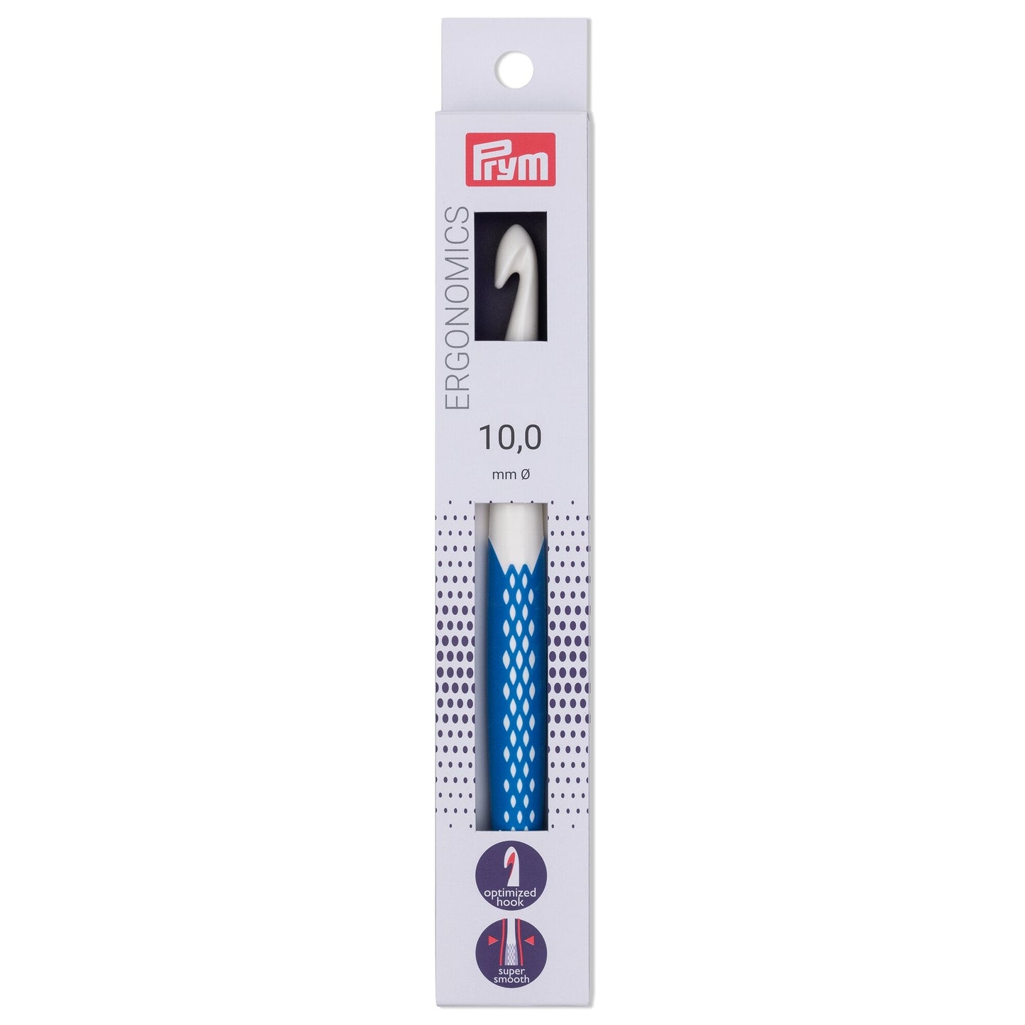Crochet hook for wool plastic Ergonomics 18 cm 10 mm royal blue