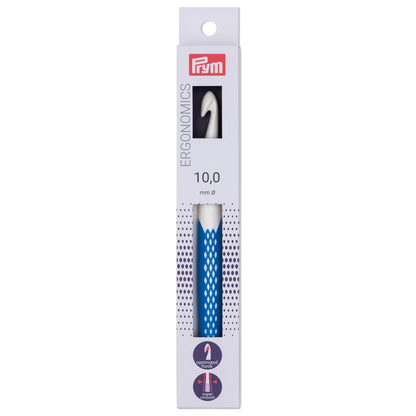 Crochet hook for wool plastic Ergonomics 18 cm 10 mm royal blue