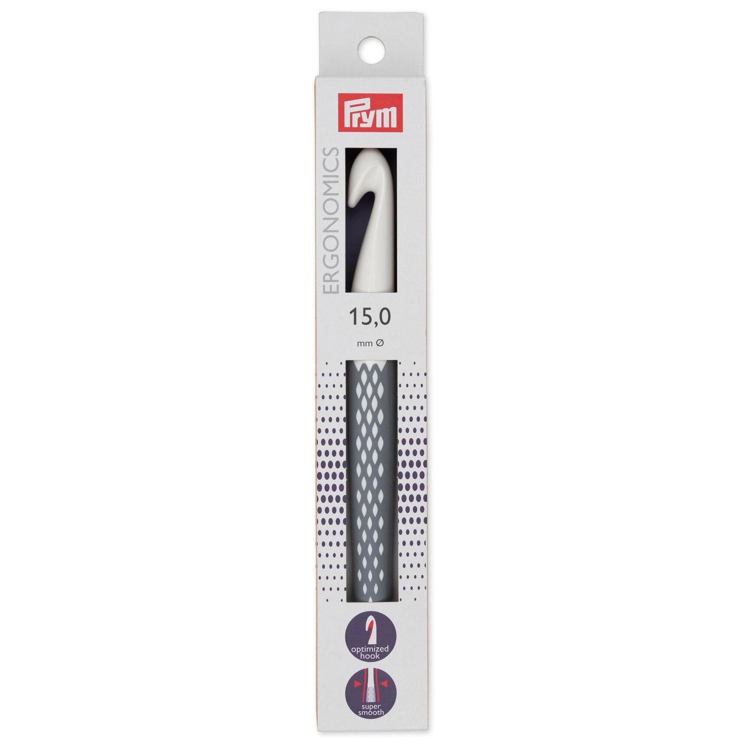 Crochet hook for wool plastic Ergonomics 18.5 cm 15.00 mm grey
