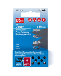 Non-sew refill for 390120, smooth cap, 10mm, silver-coloured