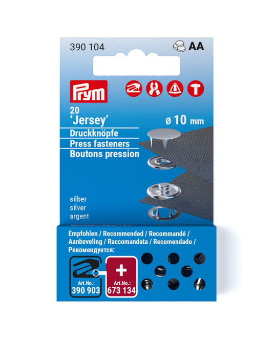 Non-sew refill for 390120, smooth cap, 10mm, silver-coloured