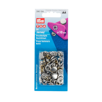 Non-sew refill for 390120, smooth cap, 10mm, silver-coloured