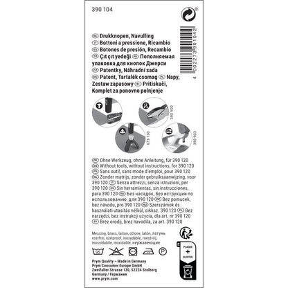 Non-sew refill for 390120, smooth cap, 10mm, silver-coloured