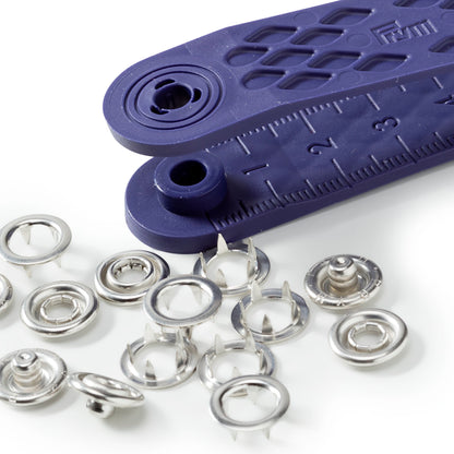 Non-sew press fastener jersey, retaining ring, 10mm, silver-coloured