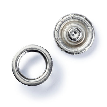 Non-sew press fastener jersey, retaining ring, 10mm, silver-coloured