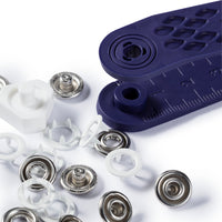 Non-sew press fastener jersey, retaining ring, 10mm, white