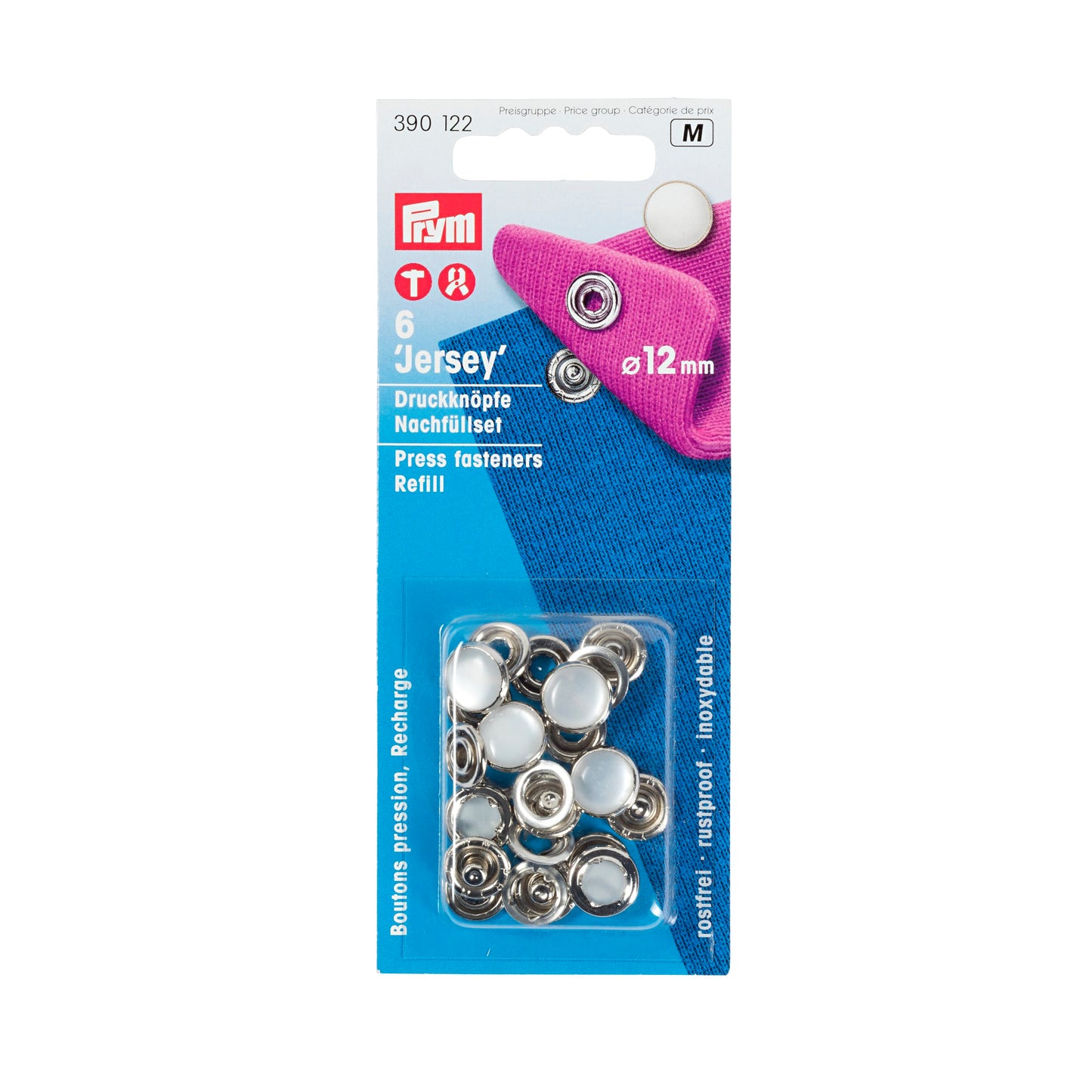 Non-sew refill for 390117, pearl cap, 12mm