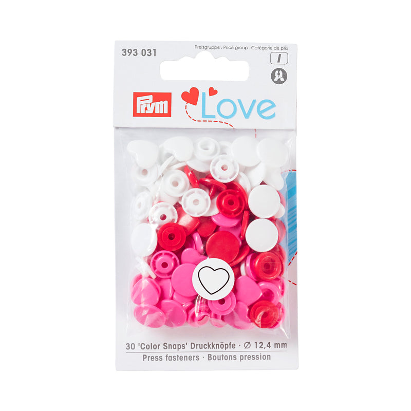 Colour snap fastener, Prym Love, heart, 12.4mm(30pc)