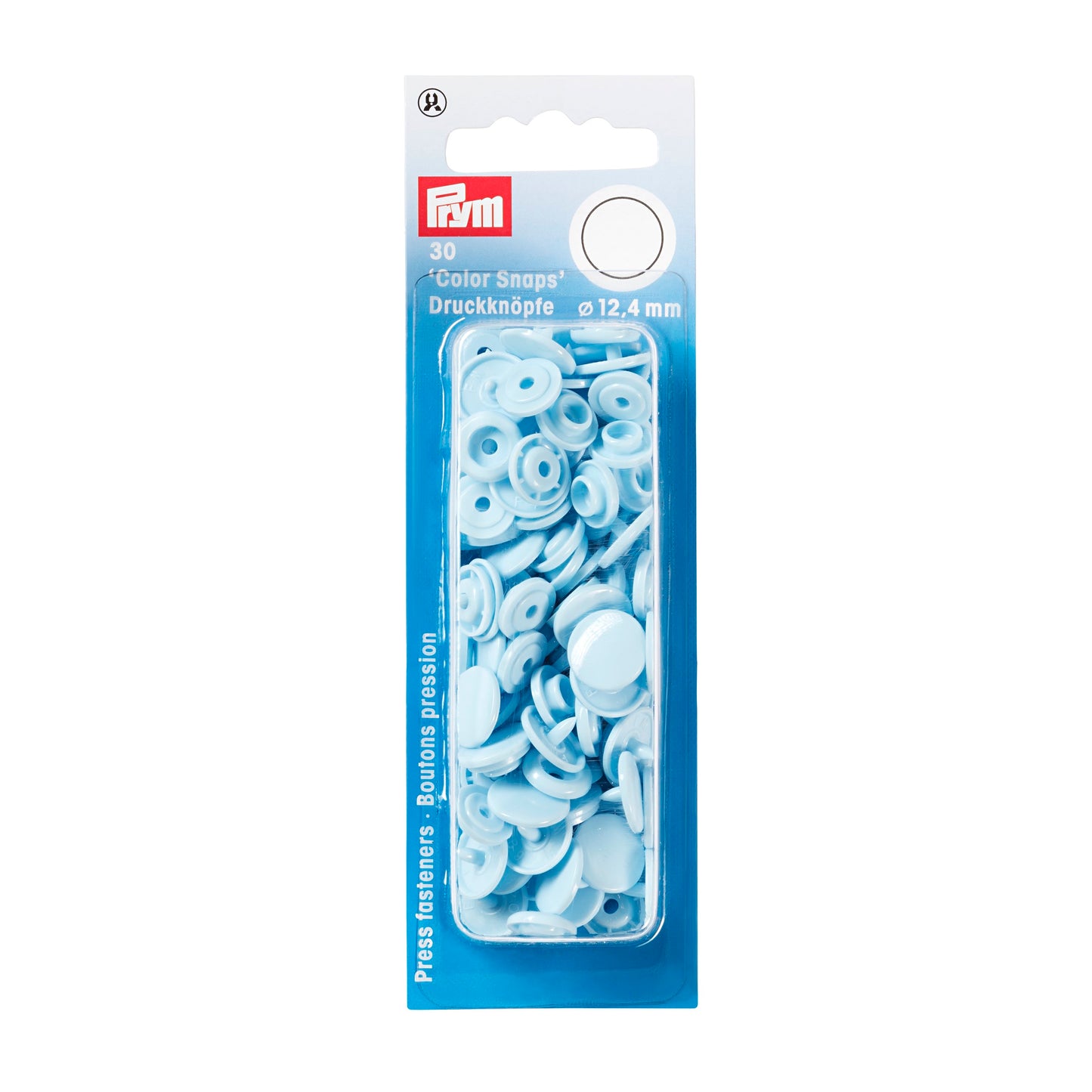 Non-sew press fasteners, Colour Snaps, round, 12.4mm(30pc)
