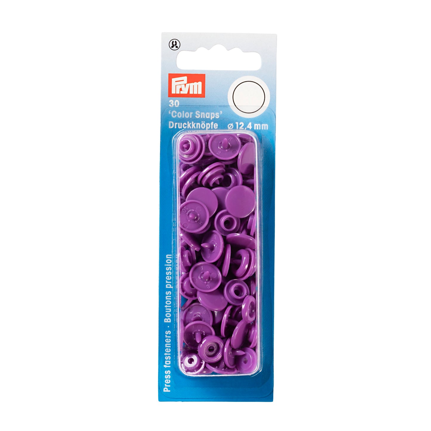 Non-sew press fasteners, Colour Snaps, round, 12.4mm(30pc)