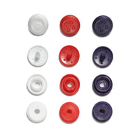 Press fasteners 'Color Snaps Mini', sew-on look, Prym Love, red/white/navy blue(36pc)