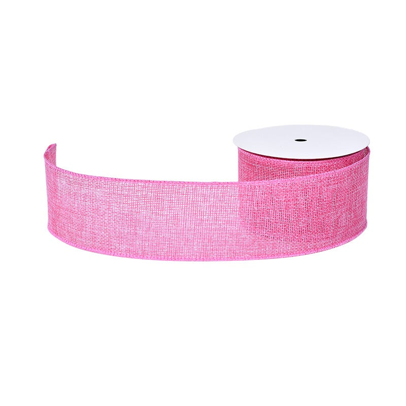 Burlap Ribbon Solid Colors White Wired Edge (63MM) 10Yards