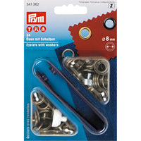 Eyelets and washers, 8.0mm, antique brass