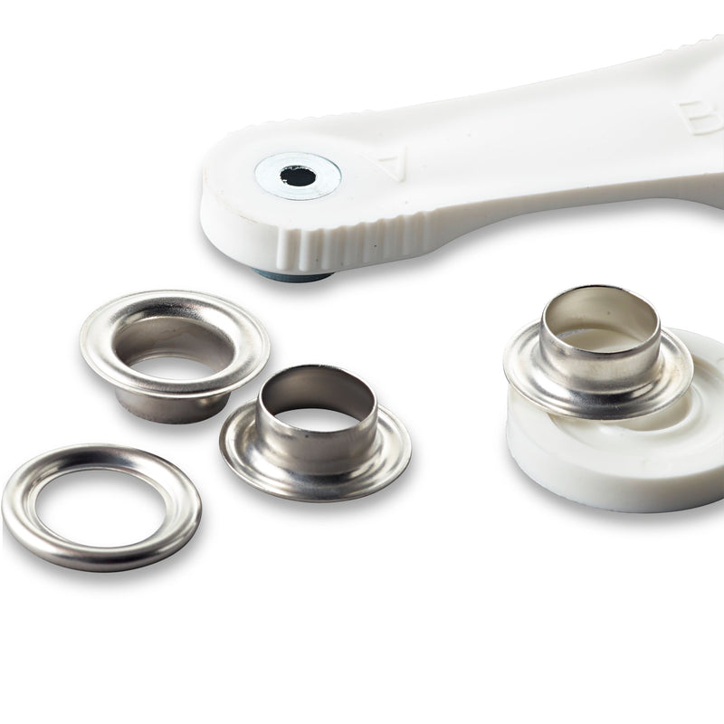 Eyelets and washers, 11.0mm, silver-coloured