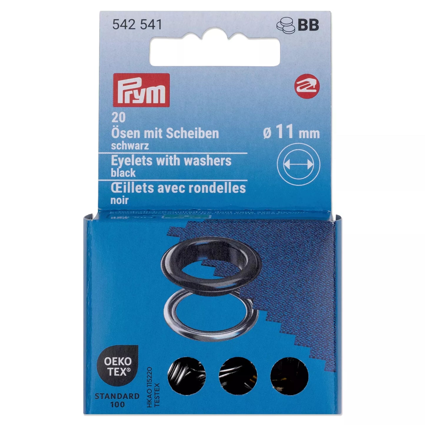 Eyelets with washers colored
