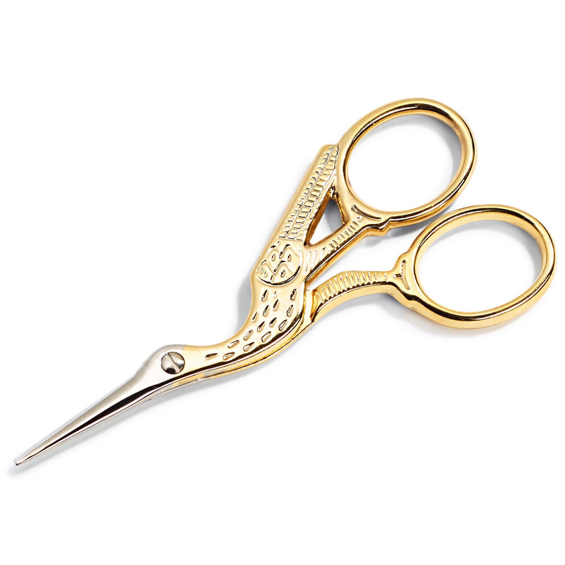 Embroidery Scissors Stork 3 1/2'' 9 cm gold coloured