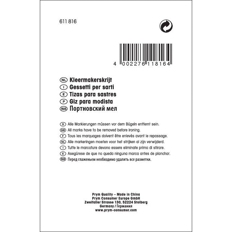 Tailor's chalk slabs, yellow/blue