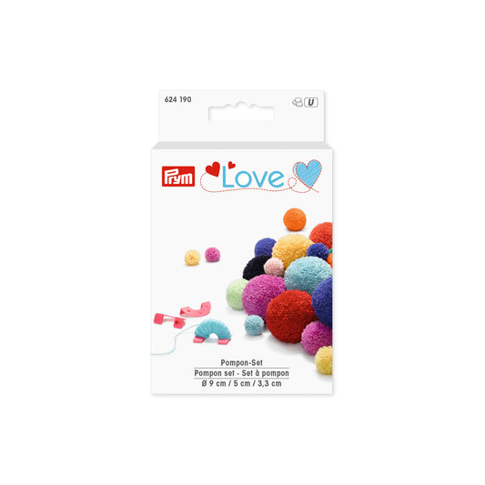 Prym Love Pompom Set, turquoise/blue/pink
