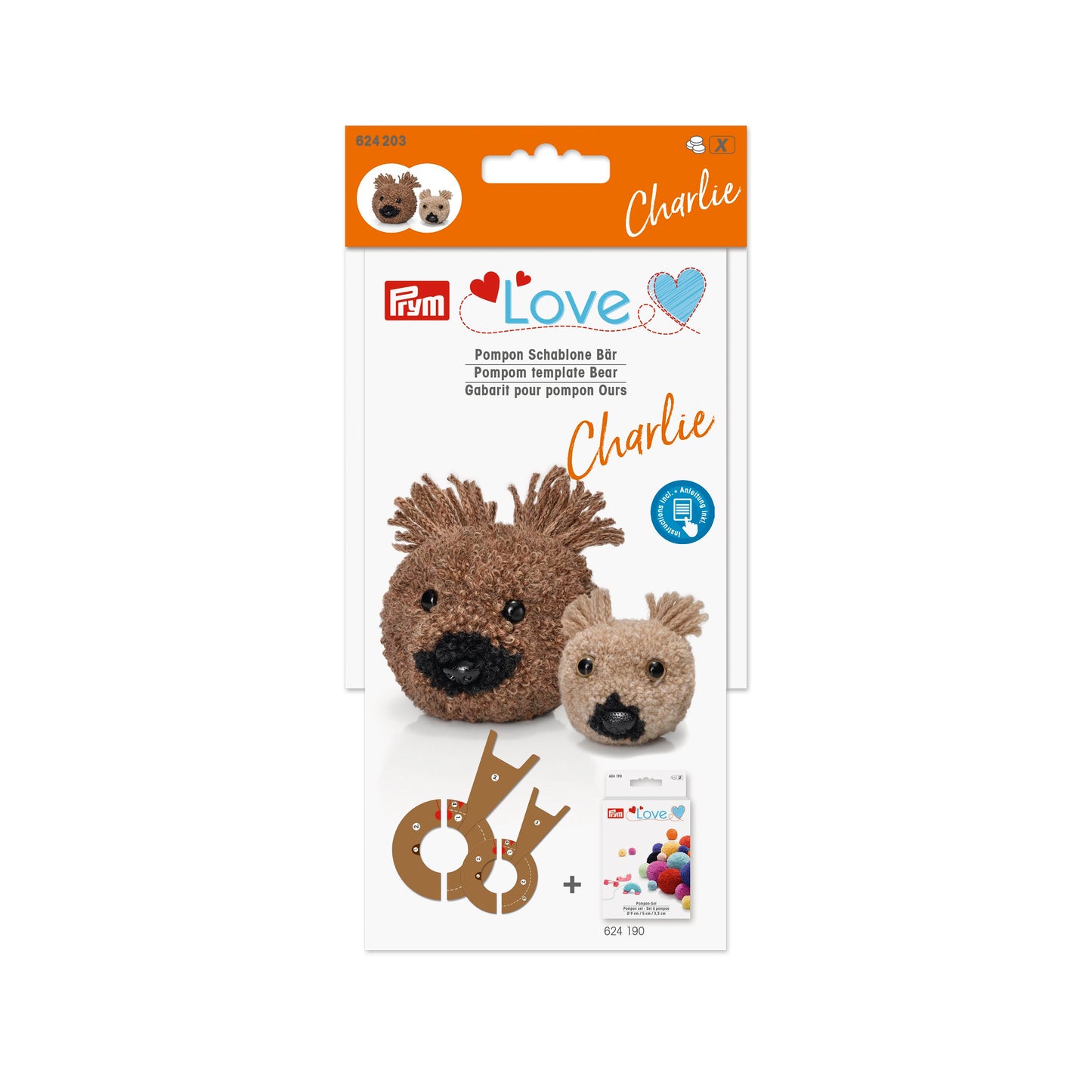 Pompom template Bear Charlie