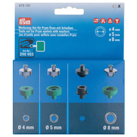 Tools set for Prym eyelets with washers, 4, 5 and 8 mm
