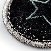 Applique jeans label, black, round, star