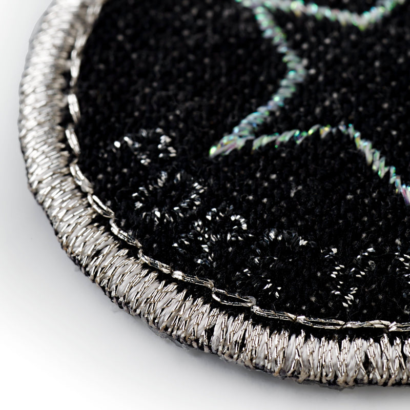 Applique jeans label, black, round, star