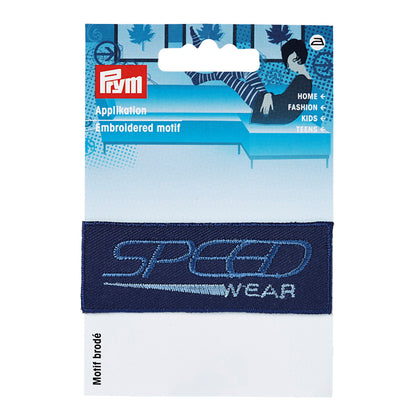 Applique jeans label, dark blue, rectangle, Speed Wear