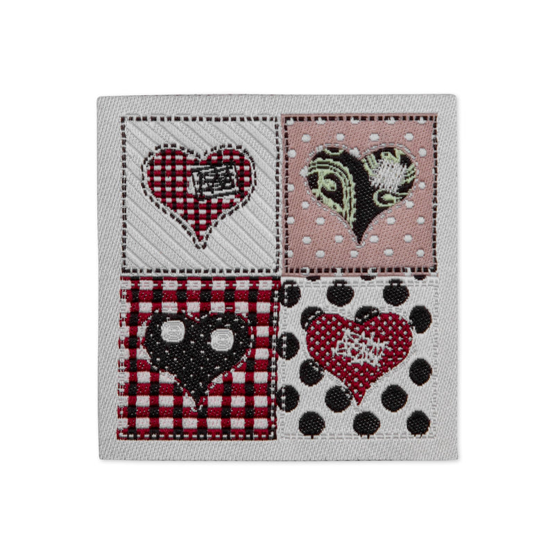 Applique exclusive handmade label hearts,brown/beige