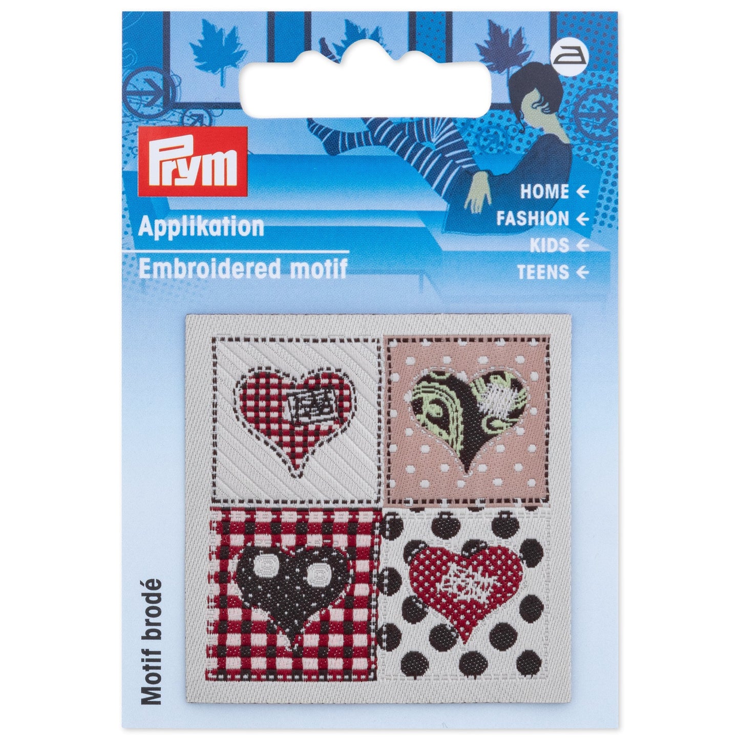 Applique exclusive handmade label hearts,brown/beige