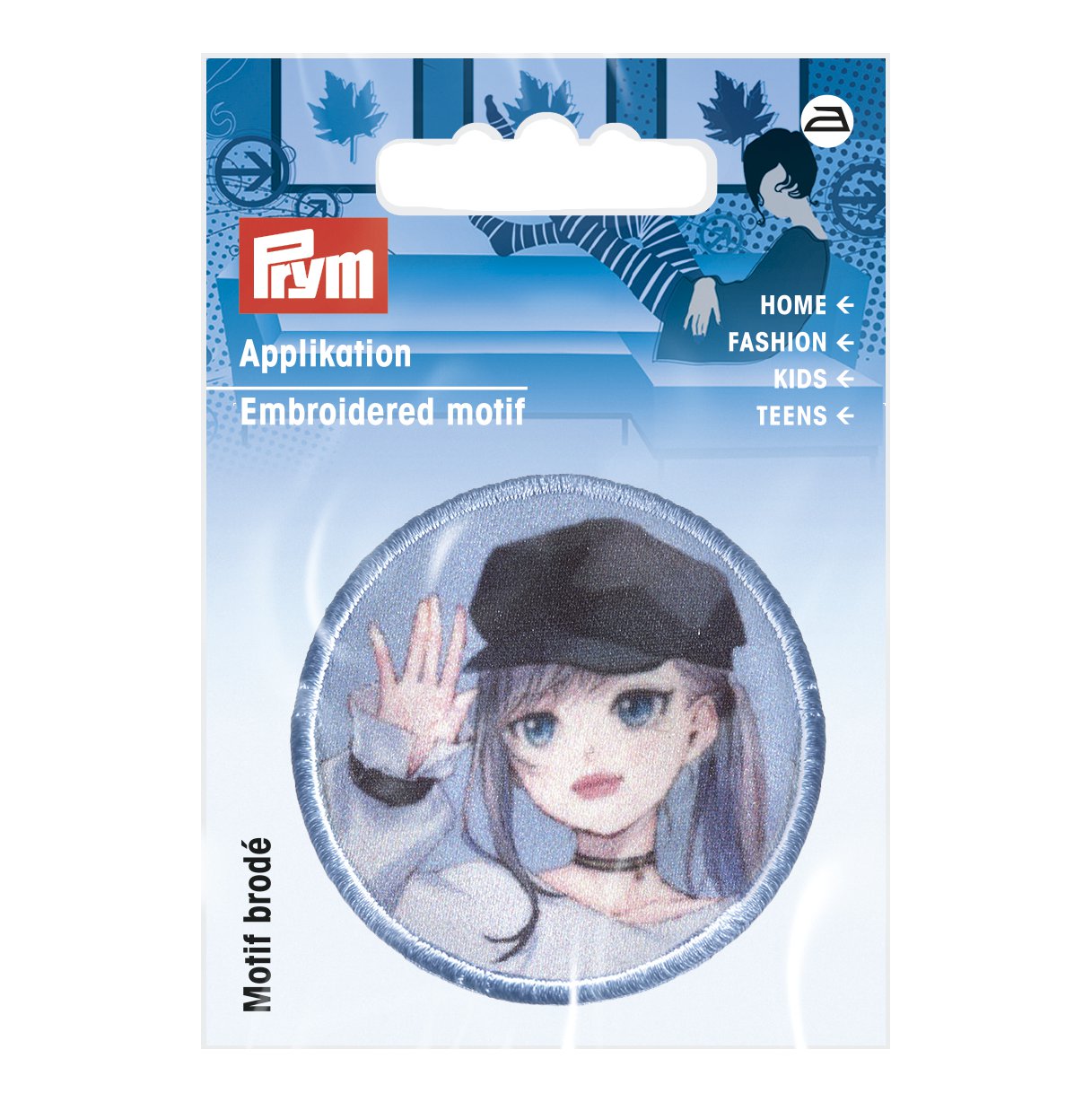 Appliqué K-Pop label girl, with cap