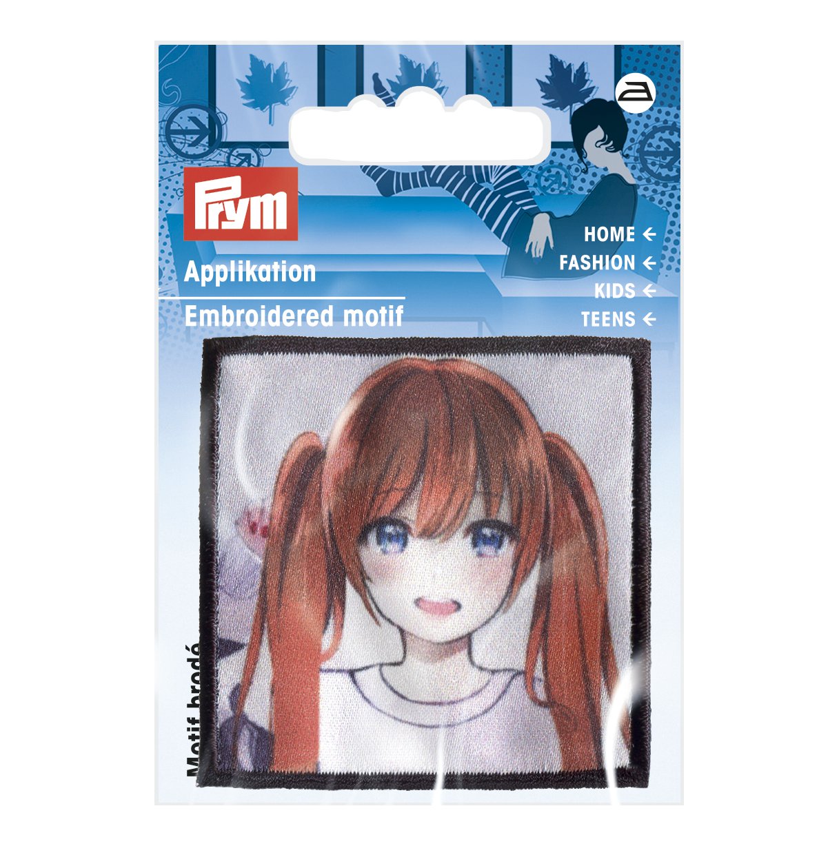 Appliqué K-Pop label girl, red hair