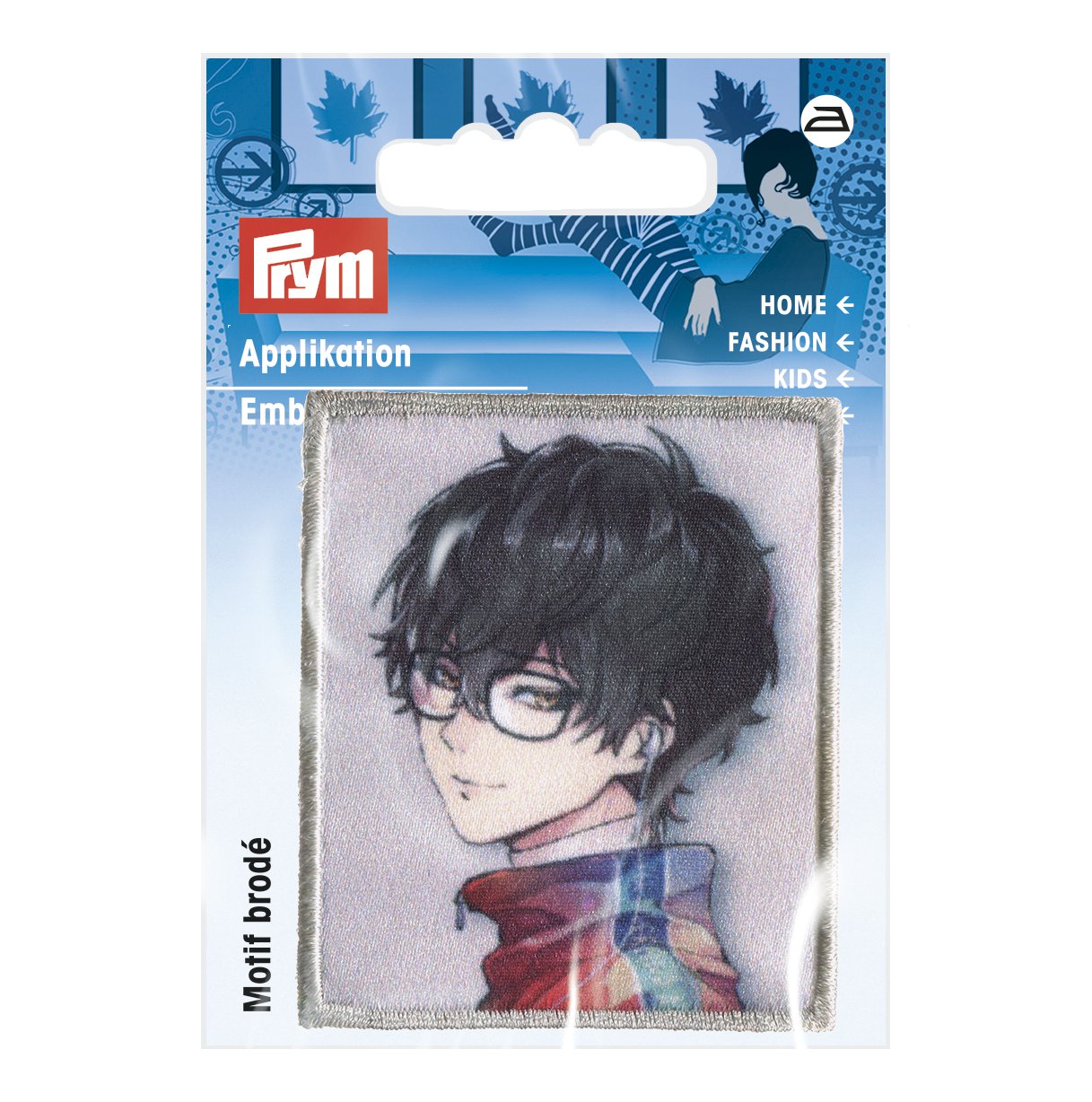 Appliqué K-Pop label boy, black hair