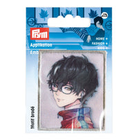 Appliqué K-Pop label boy, black hair