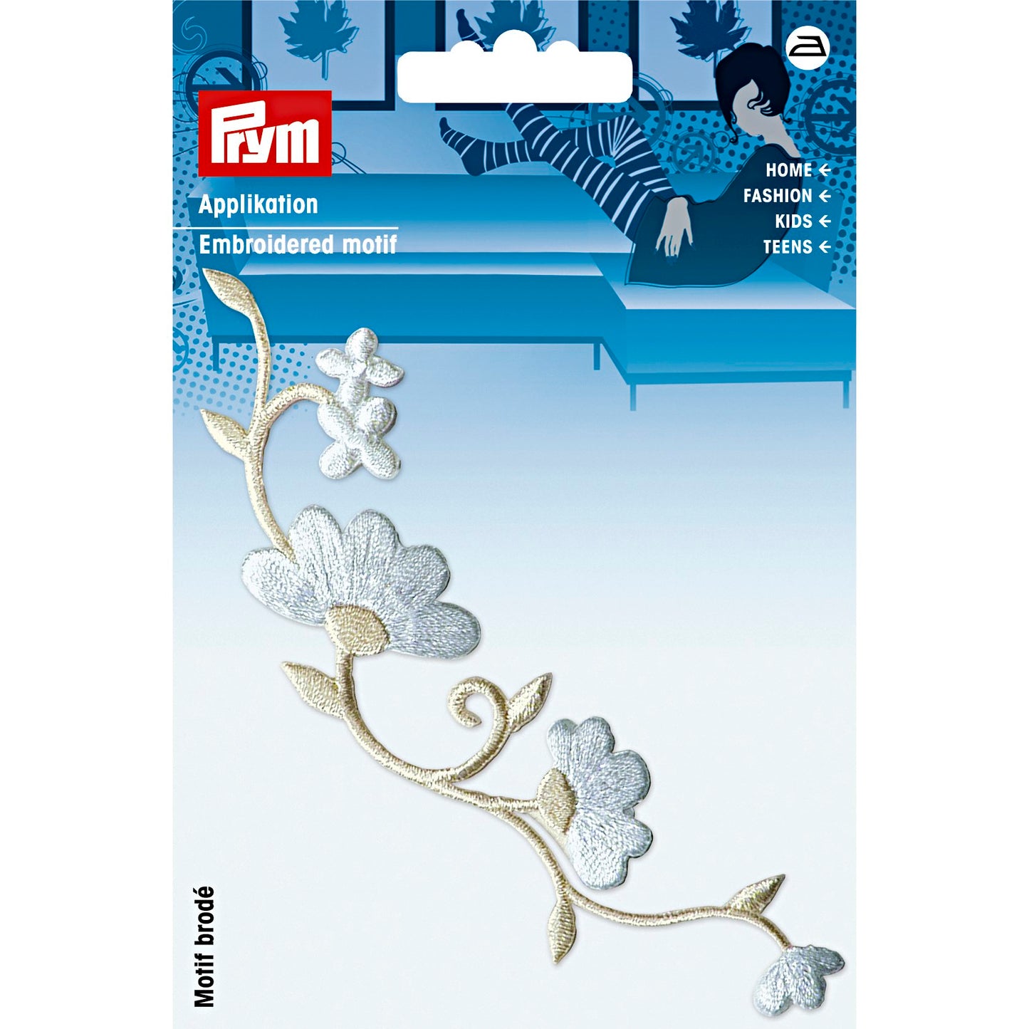 Applique flower tendril white/cream