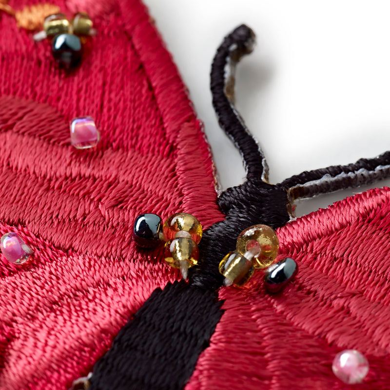 Abblique Exclusive butterfly, red, with beads