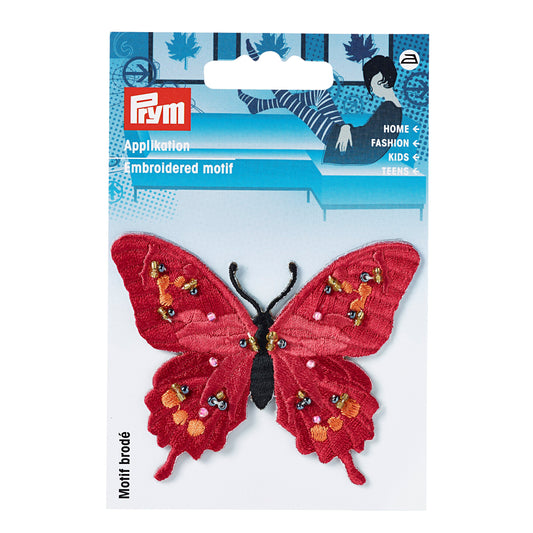 Abblique Exclusive butterfly, red, with beads