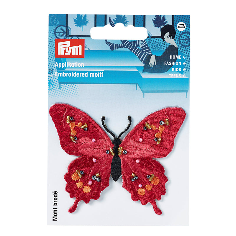 Abblique Exclusive butterfly, red, with beads