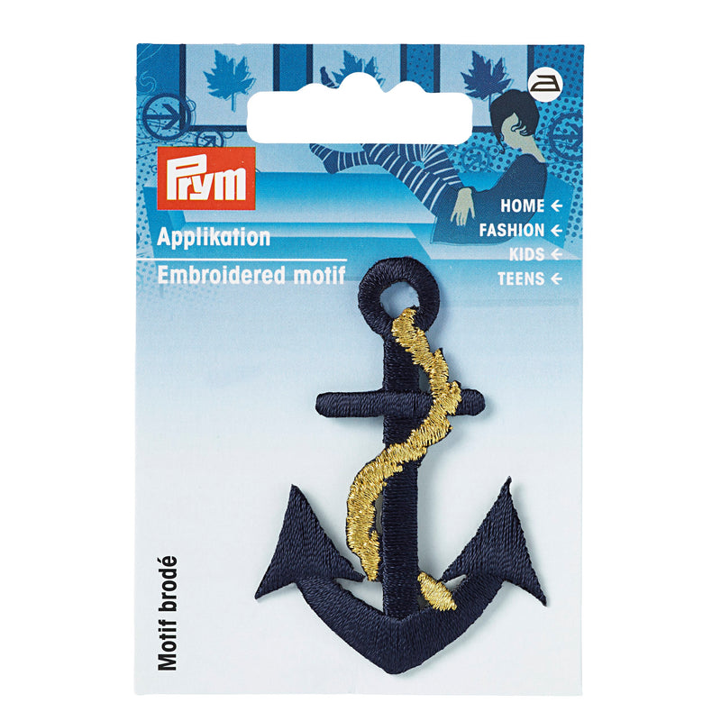 Applique anchor, blue/gold