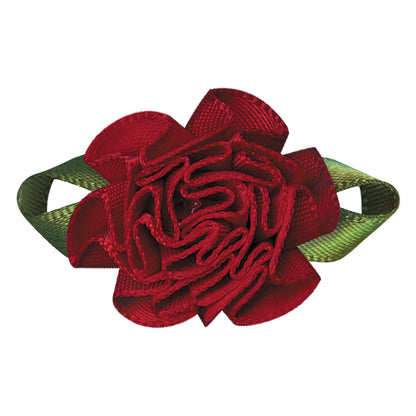 Single‑Face Satin Bow with Foliage Flower Accent (20 PCS)