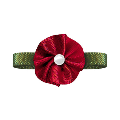 Blush Bow with Flower Foliage – Single Face Satin (20pcs)