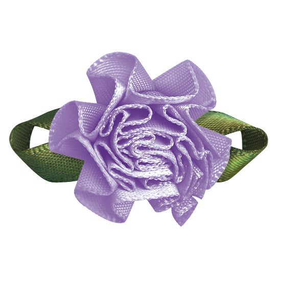 Single‑Face Satin Bow with Foliage Flower Accent (20 PCS)