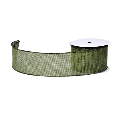 Burlap Ribbon Solid Colors White Wired Edge (63MM) 10Yards
