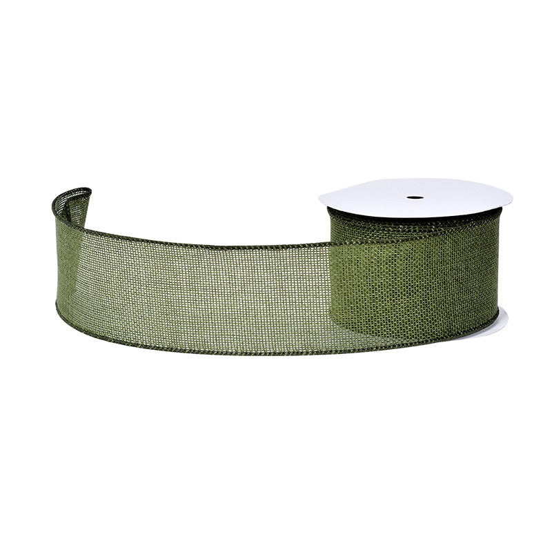 Burlap Ribbon Solid Colors White Wired Edge (63MM) 10Yards