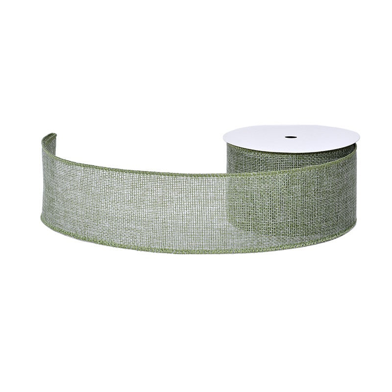 Burlap Ribbon Solid Colors White Wired Edge (63MM) 10Yards