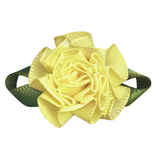 Single‑Face Satin Bow with Foliage Flower Accent (20 PCS)