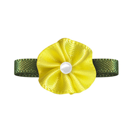 Blush Bow with Flower Foliage – Single Face Satin (20pcs)