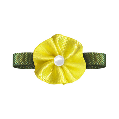 Blush Bow with Flower Foliage – Single Face Satin (20pcs)