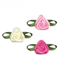 Ribbon Bow Foliage Flower With Single Face Satin  Ivory Ribbon(10 PCS)